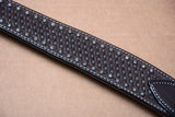 BAR H EQUINE Genuine Horse Hand Tooled Basketweave Leather Breast Collar Dark Brown