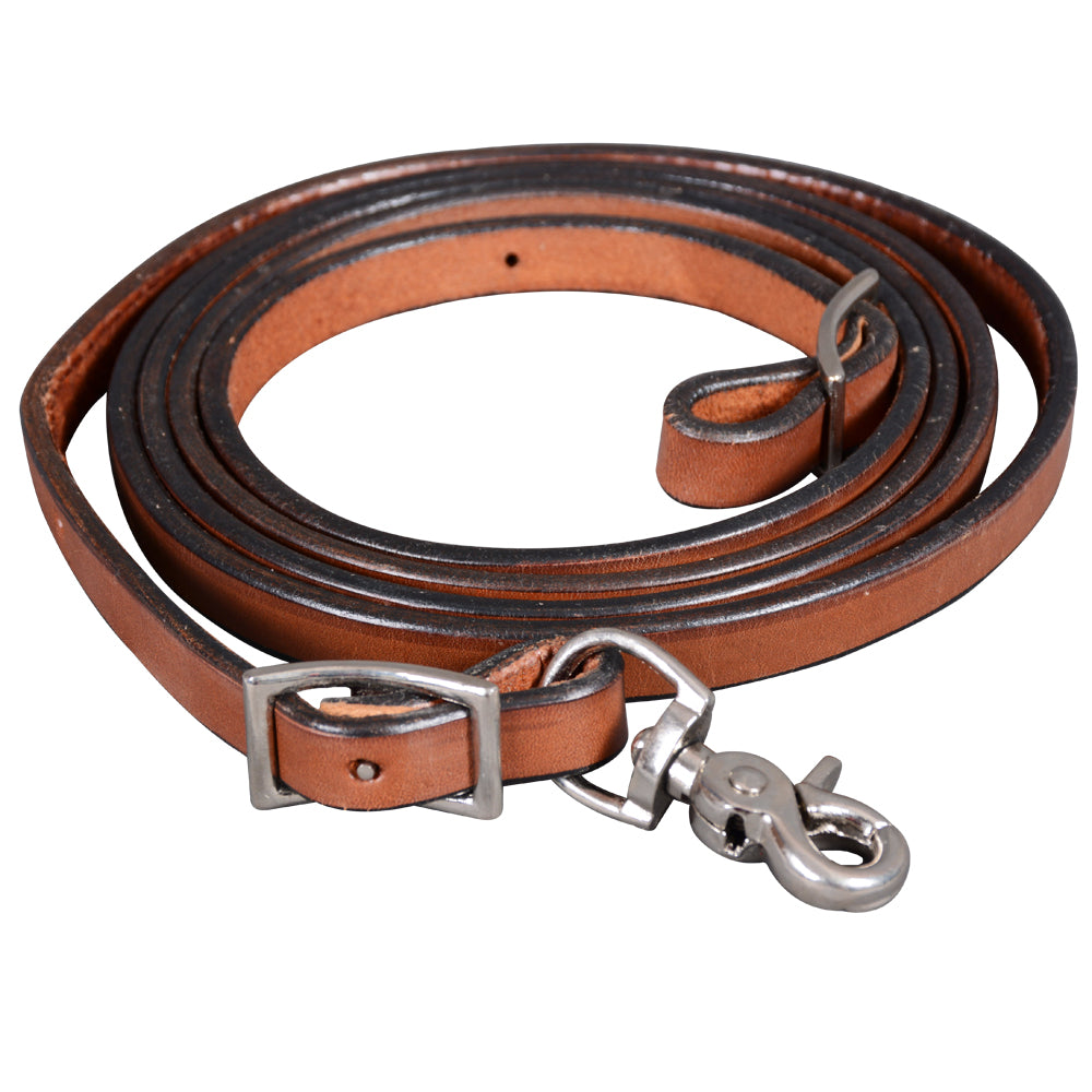 BAR H EQUINE Western Leather Horse Rein With Adjustable Buckle Medium Brown