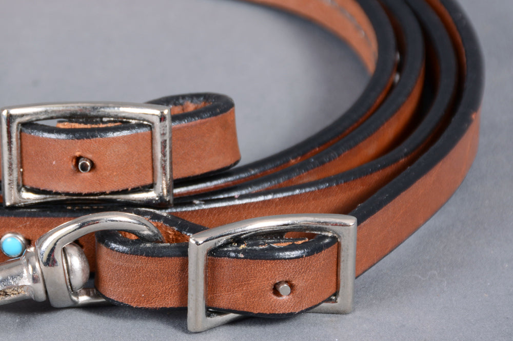 BAR H EQUINE Western Leather Horse Rein With Adjustable Buckle Medium Brown