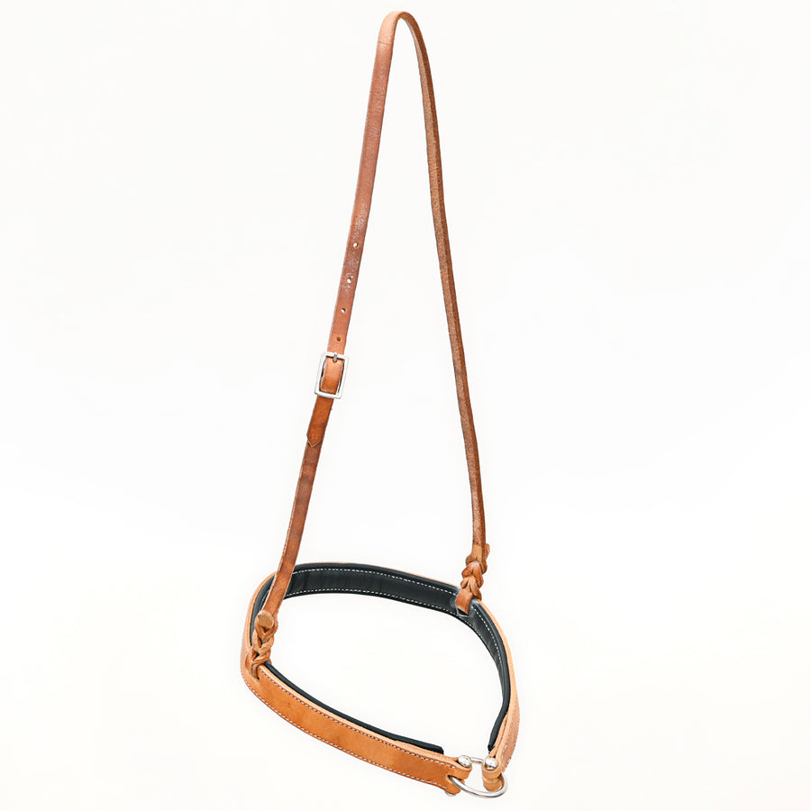 Bar H Equine Western Horse Genuine Leather Hand Tooled Nose band Tan