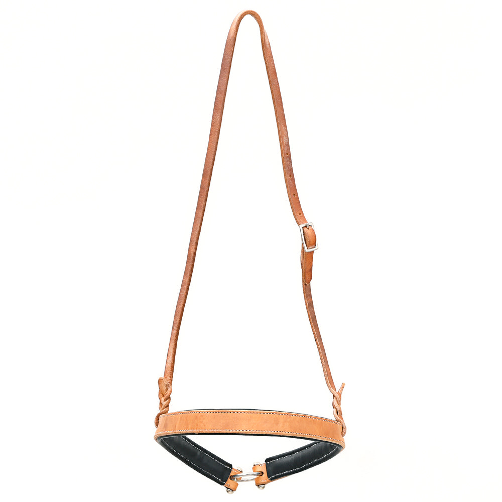 Bar H Equine Western Horse Genuine Leather Hand Tooled Nose band Tan