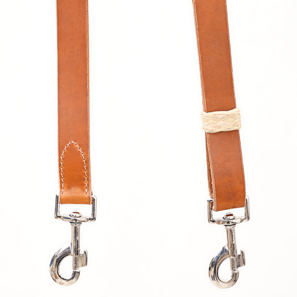 Bar H Equine Horse Genuine Leather Tie Downs Snap Ends Tan