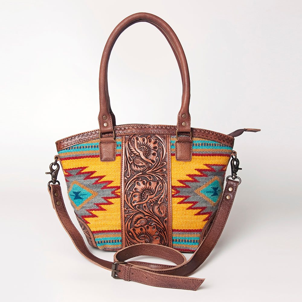 American Darling Tote Hand Tooled Saddle Blanket Genuine Leather Western Women Bag Handbag Purse | Travel Bags College Casual