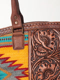 American Darling Tote Hand Tooled Saddle Blanket Genuine Leather Western Women Bag Handbag Purse | Travel Bags College Casual