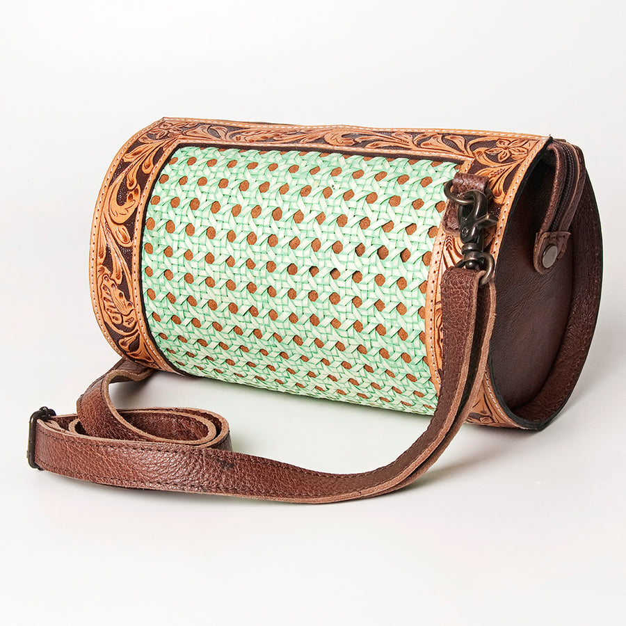American Darling Hand Tooled Western Leather Duffel Bag - Floral Carved Travel Bag - Hilason