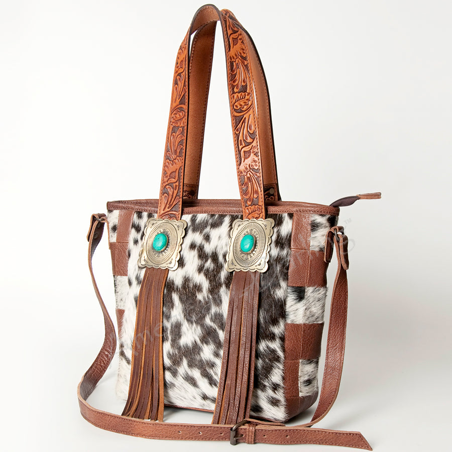 American Darling Western Leather Tote Bag - Handcrafted Hair-On Cowhide Purse - Hilason