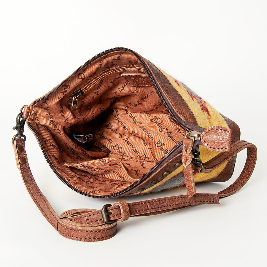 American Darling Cross body Bag for Women, Premium Vegetable-Tanned Full Grain Leather, Hand Woven Saddle Blanket & YKK Zipper