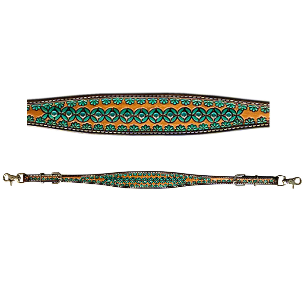 Bar H Equine American Leather Horse Saddle Tack One Ear Headstall Breast Collar Browband Wither Strap Turquoise Symmetry