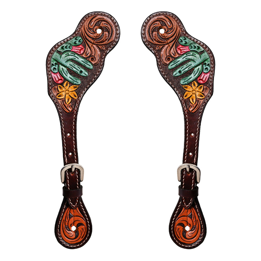 Bar H Equine Horse Riding Western Leather Spurs Straps for Adults women's - Uhorse