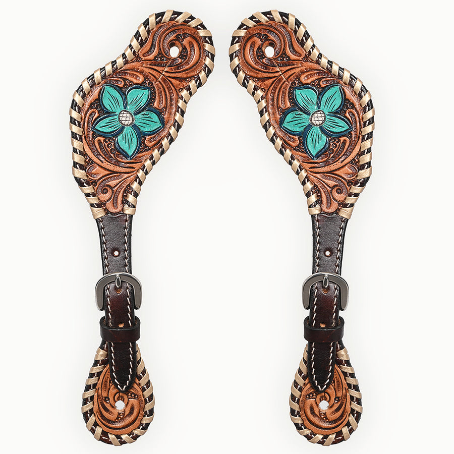 Bar H Equine Horse Riding Western Leather Spurs Straps for Adults women's - Uhorse