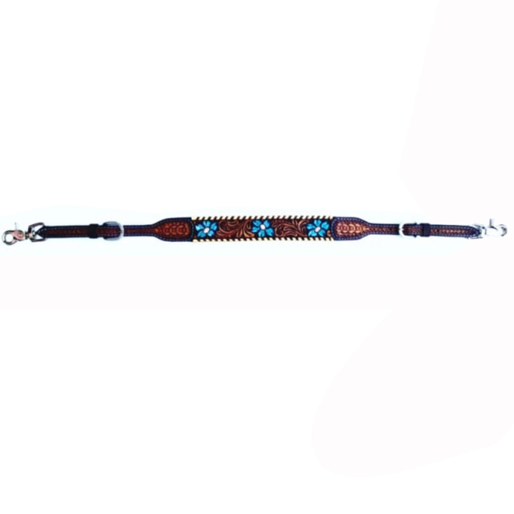 Bar H Equine American Leather Horse Saddle Tack One Ear Headstall Breast Collar Browband Wither Strap Turquoise Bloom BER111