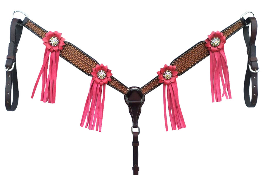 Bar H Equine American Leather Horse Saddle Tack One Ear Headstall Breast Collar Browband Wither Strap Set