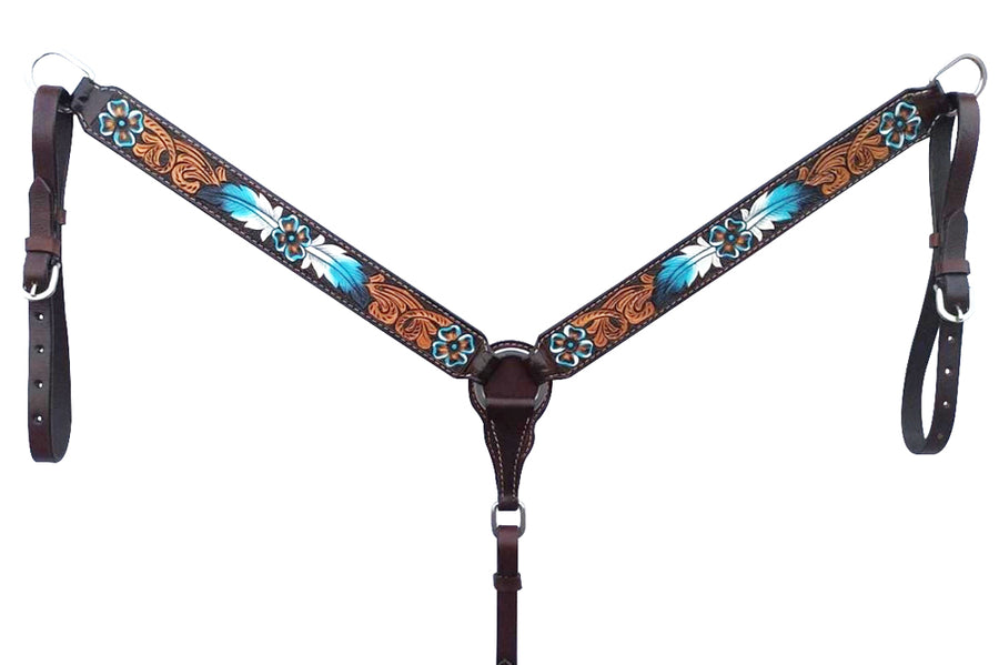 Bar H Equine American Leather Horse Saddle Tack One Ear Headstall Breast Collar Browband Wither Strap Set