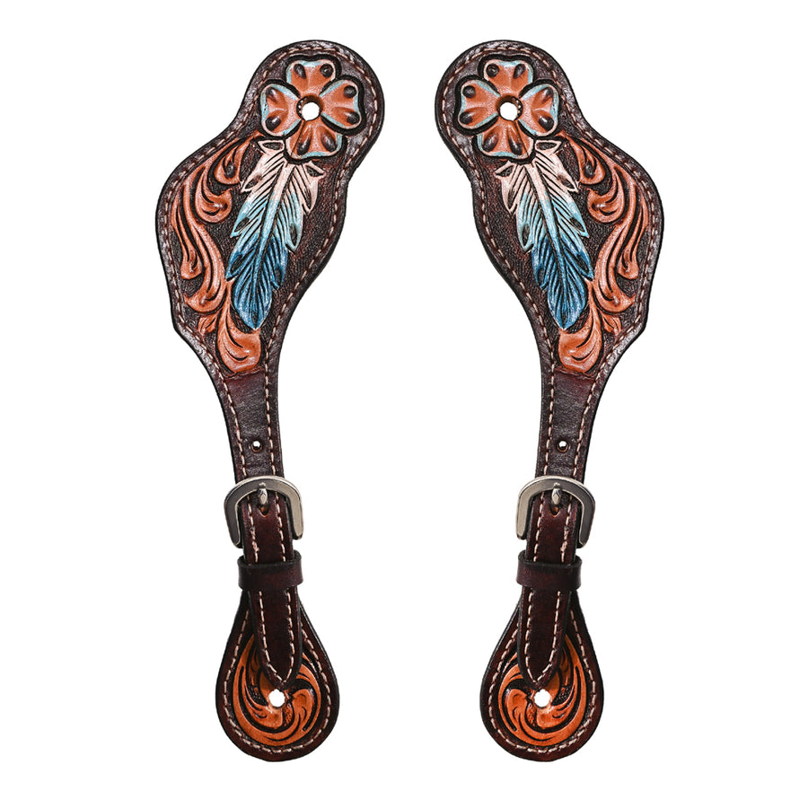Bar H Equine Horse Riding Western Leather Spurs Straps for Adults women's - Uhorse