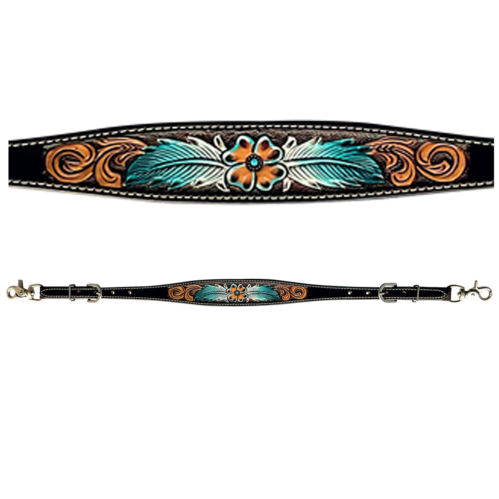 Bar H Equine American Leather Horse Saddle Tack One Ear Headstall | Breast Collar Browband Wither Strap Set for Horses BER117
