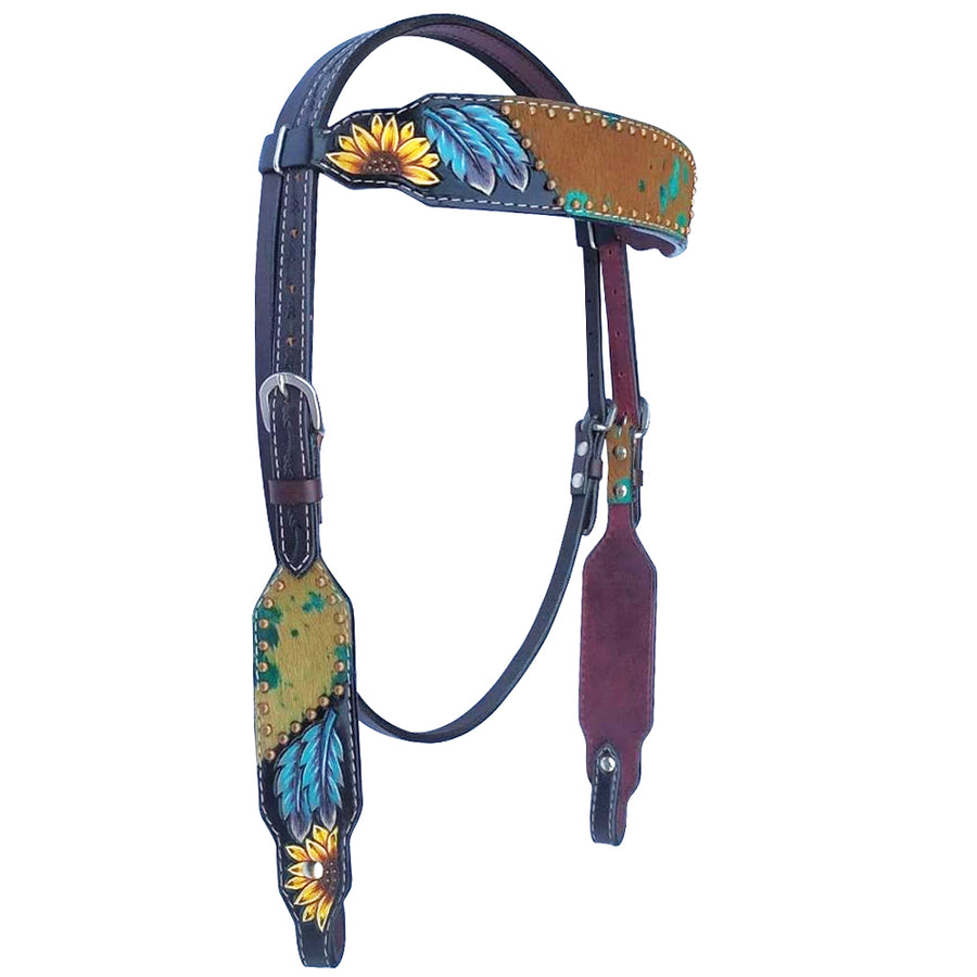 Bar H Equine American Leather Horse Saddle Tack Headstall | Browband Western for Horses - Uhorse