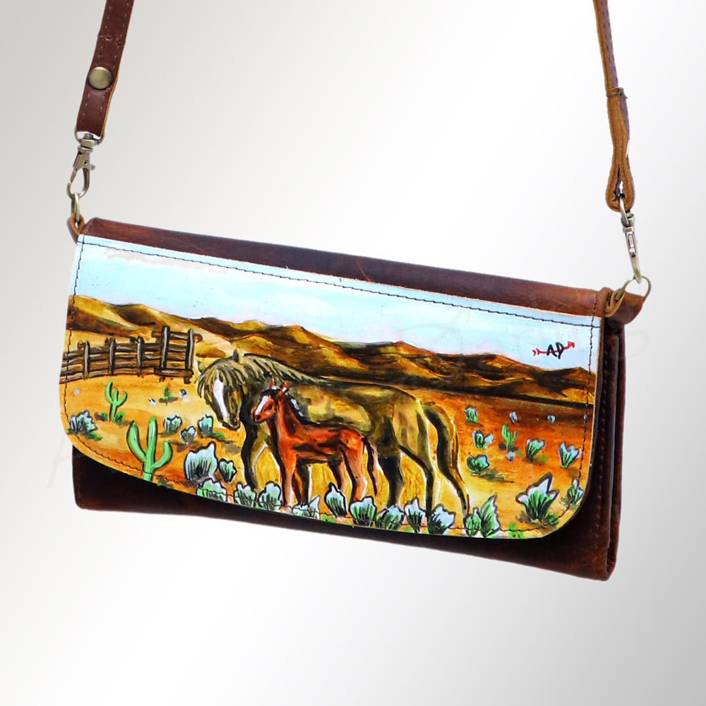 American Darling Wallet Hair on Full Grain Genuine Leather Western Women Bag | Handbag Purse Travel Clutch