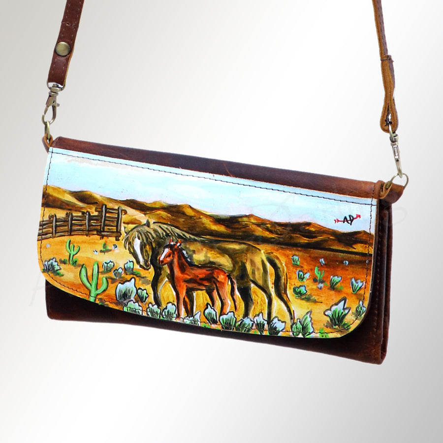 American Darling Hand-Painted Western Leather Small Cross body Bag - Uhorse