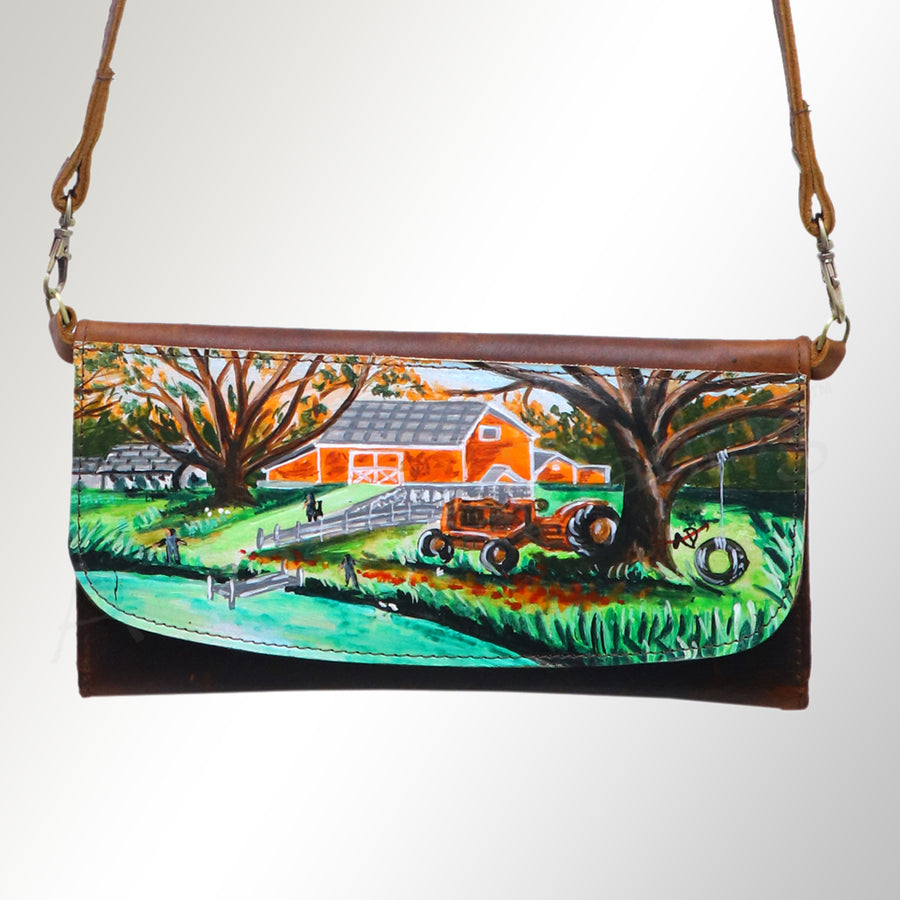 American Darling Small Cross body Bag Genuine Vegetable Tanned Leather Wallet Purse Western Handbag 4in x 1in x 8in