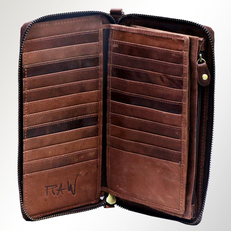 American Darling Organiser Bag, Genuine Vegetable Tanned Full Grain Leather, Handcrafted Western Purse, 4.5in X 8.5in X 1in