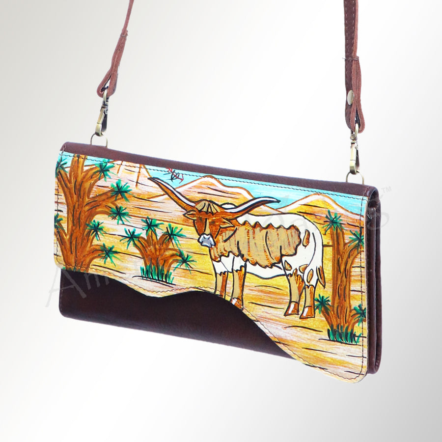 American Darling Hand Painted Western Leather Small Cross body Bag - Handcrafted - Uhorse