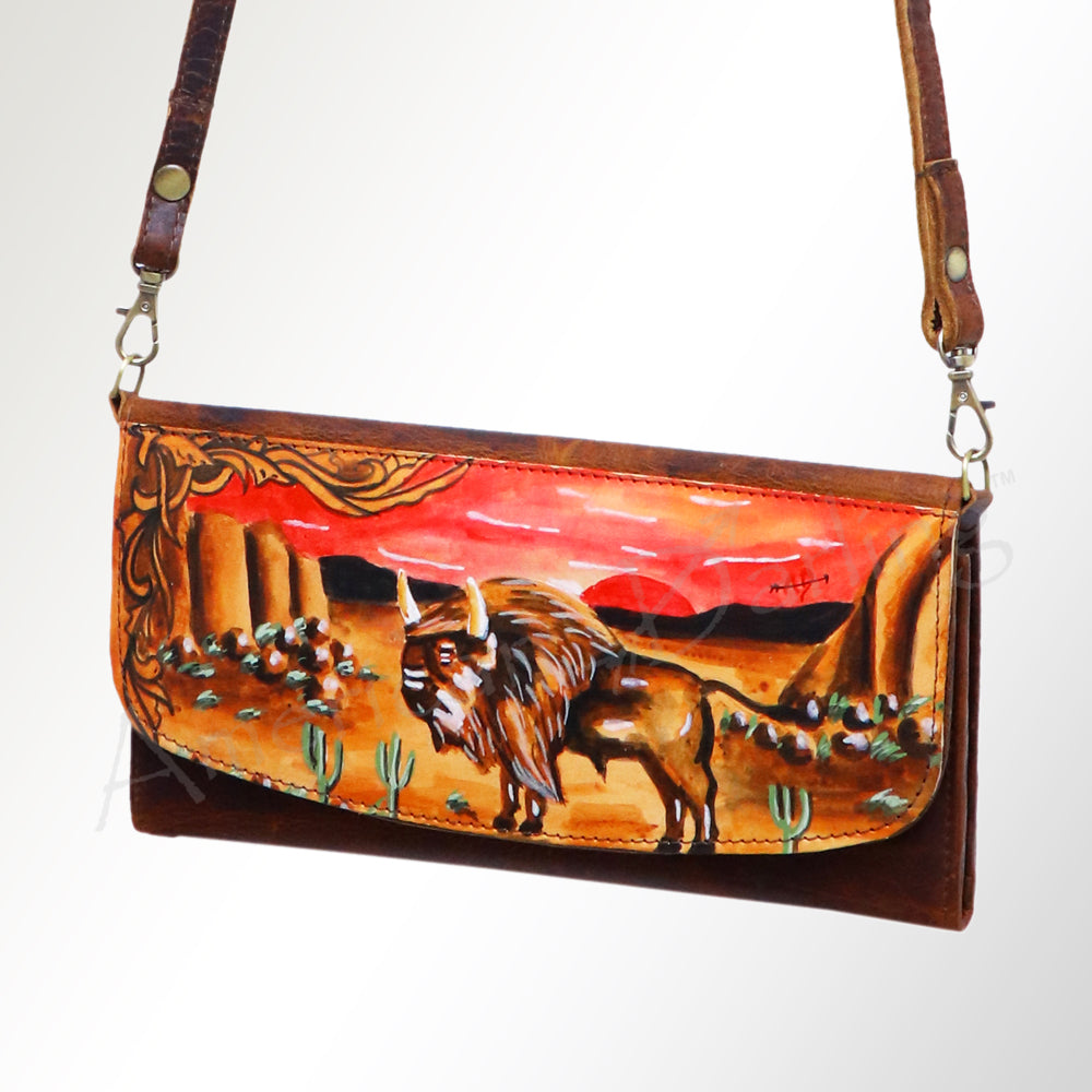 American Darling Wallet Hair on Full Grain Genuine Leather Western Women Bag | Handbag Purse Travel Clutch