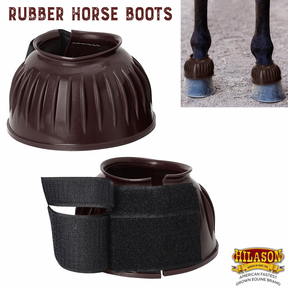 Hilason Western Horse PVC Ribbed Double Hook & Loop Leg Bell Boots