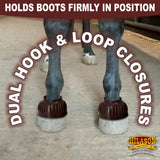 Hilason Western Horse PVC Ribbed Double Hook & Loop Leg Bell Boots
