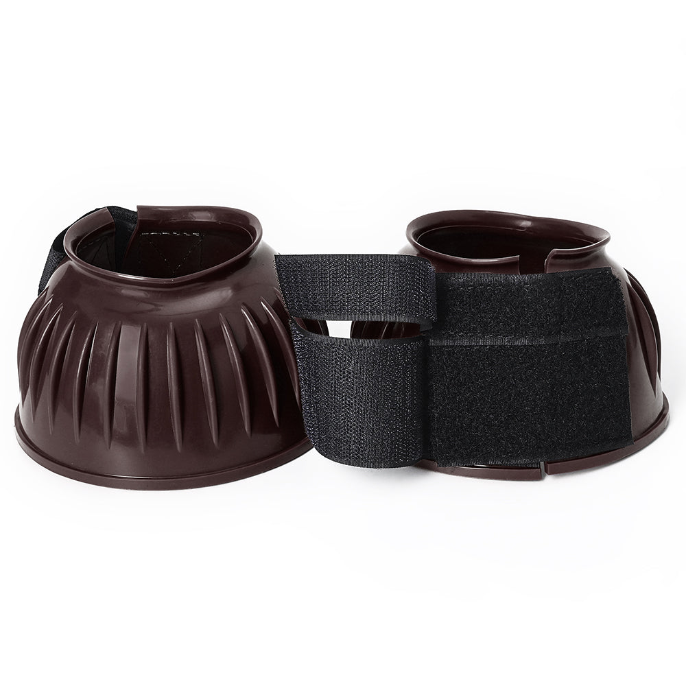 Hilason Western Horse PVC Ribbed Double Hook & Loop Leg Bell Boots