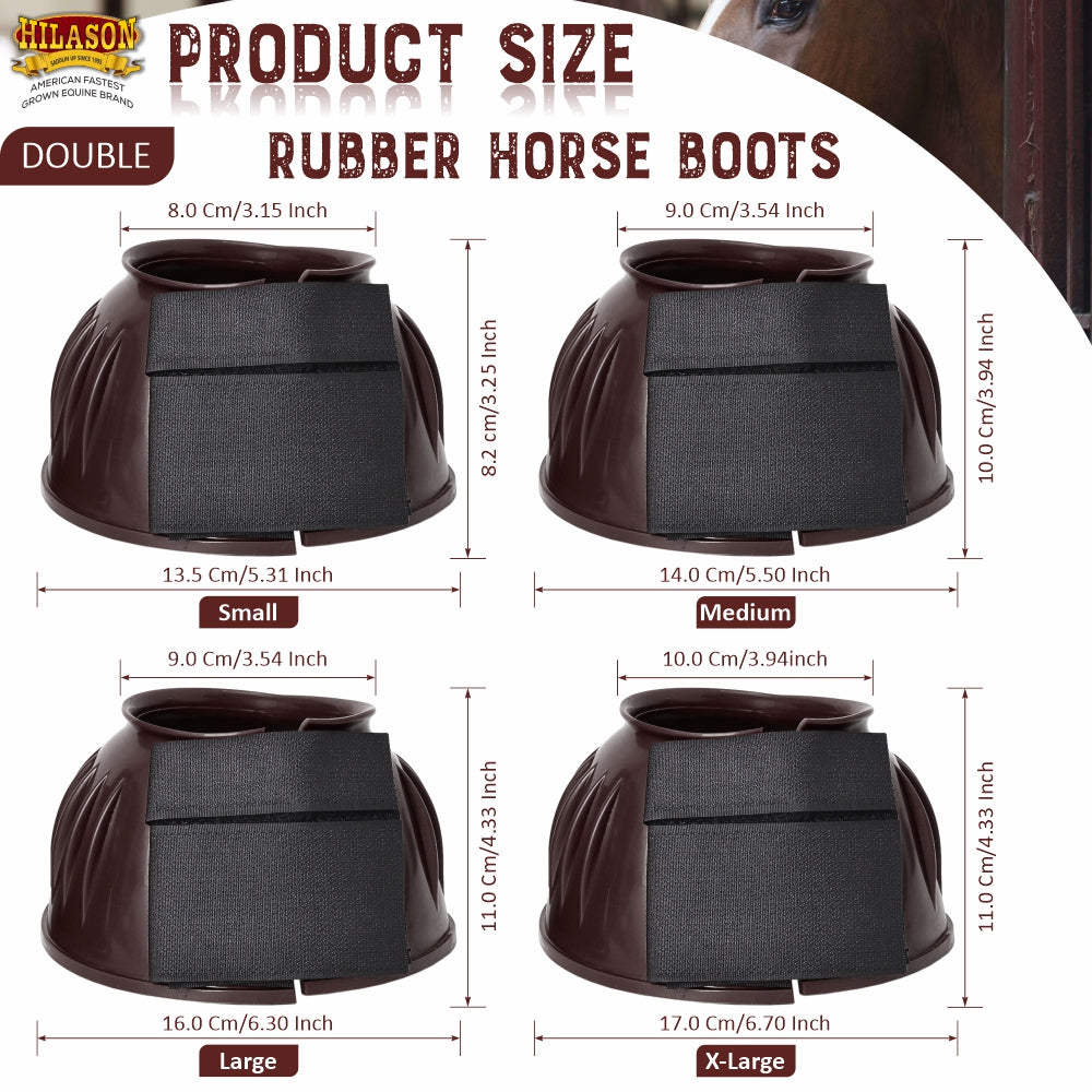 Hilason Western Horse PVC Ribbed Double Hook & Loop Leg Bell Boots