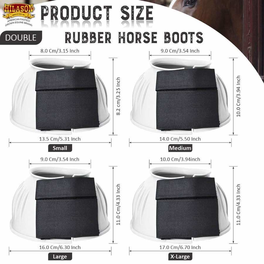 HILASON Western Horse Rubber PVC Ribbed Double Hook and Loop Bell Boots Training Protective Shock Absorbing Leg