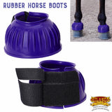 Hilason Western Horse PVC Ribbed Double Hook & Loop Leg Bell Boots