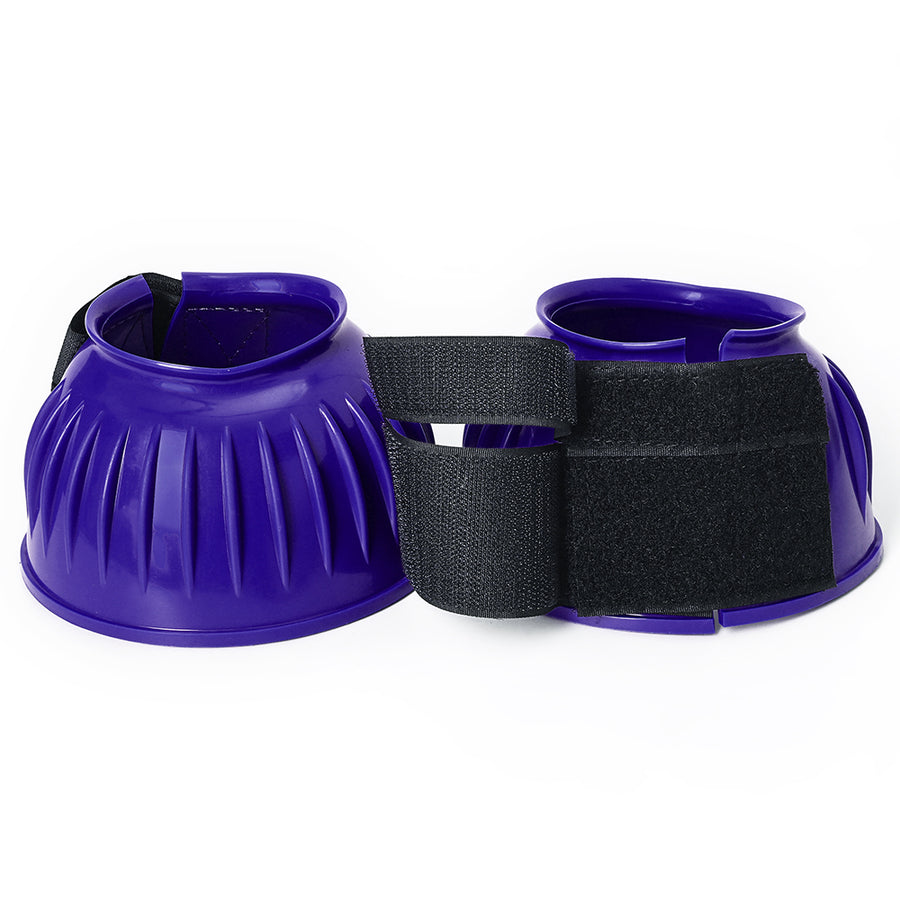 HILASON Western Horse Rubber PVC Ribbed Double Hook and Loop Bell Boots Training Protective Shock Absorbing Leg