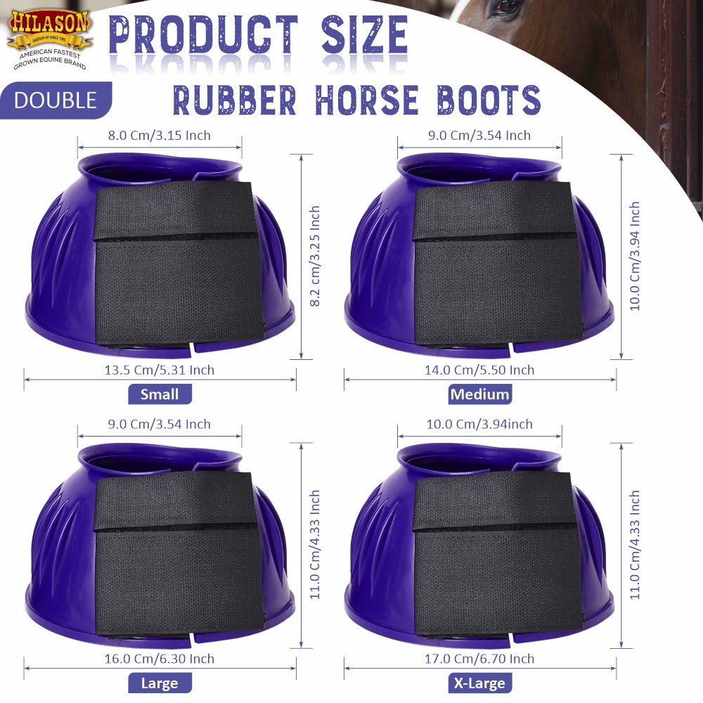 Hilason Western Horse PVC Ribbed Double Hook & Loop Leg Bell Boots
