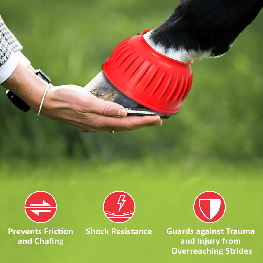HILASON Western Horse Rubber PVC Ribbed Double Hook and Loop Bell Boots Training Protective Shock Absorbing Leg