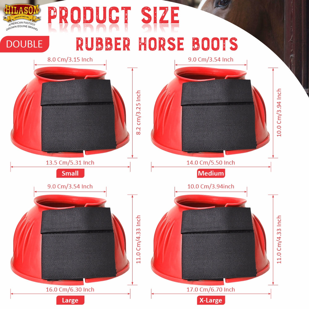 Hilason Western Horse PVC Ribbed Double Hook & Loop Leg Bell Boots