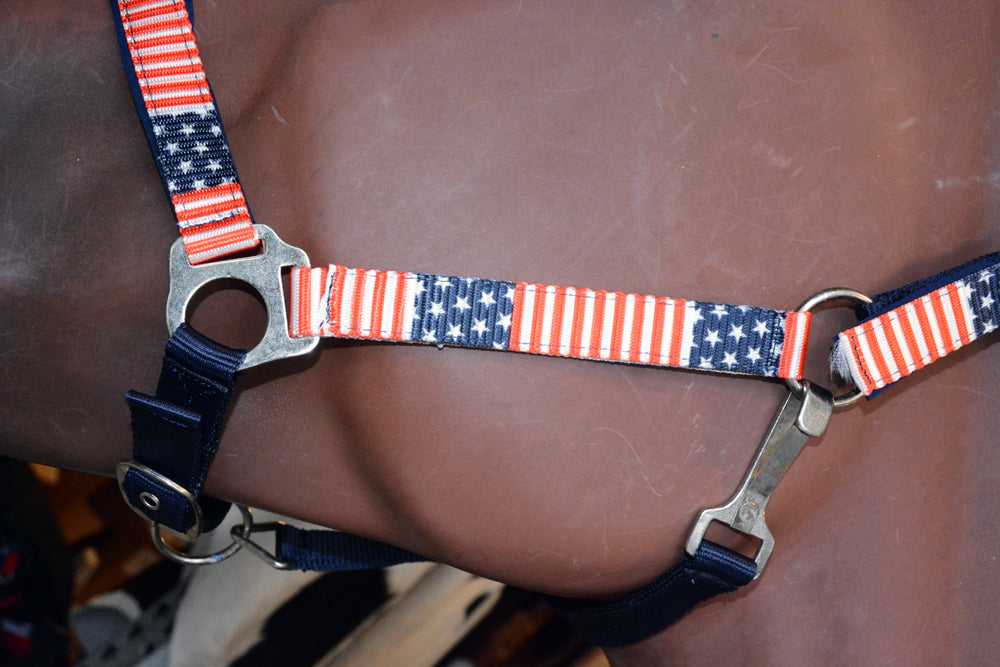 Hilason 1 Inch Fully Adjustable Halter US Flag Polyester