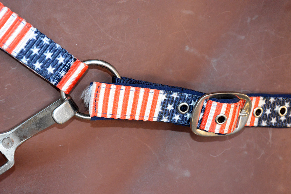 Hilason 1 Inch Fully Adjustable Halter US Flag Polyester