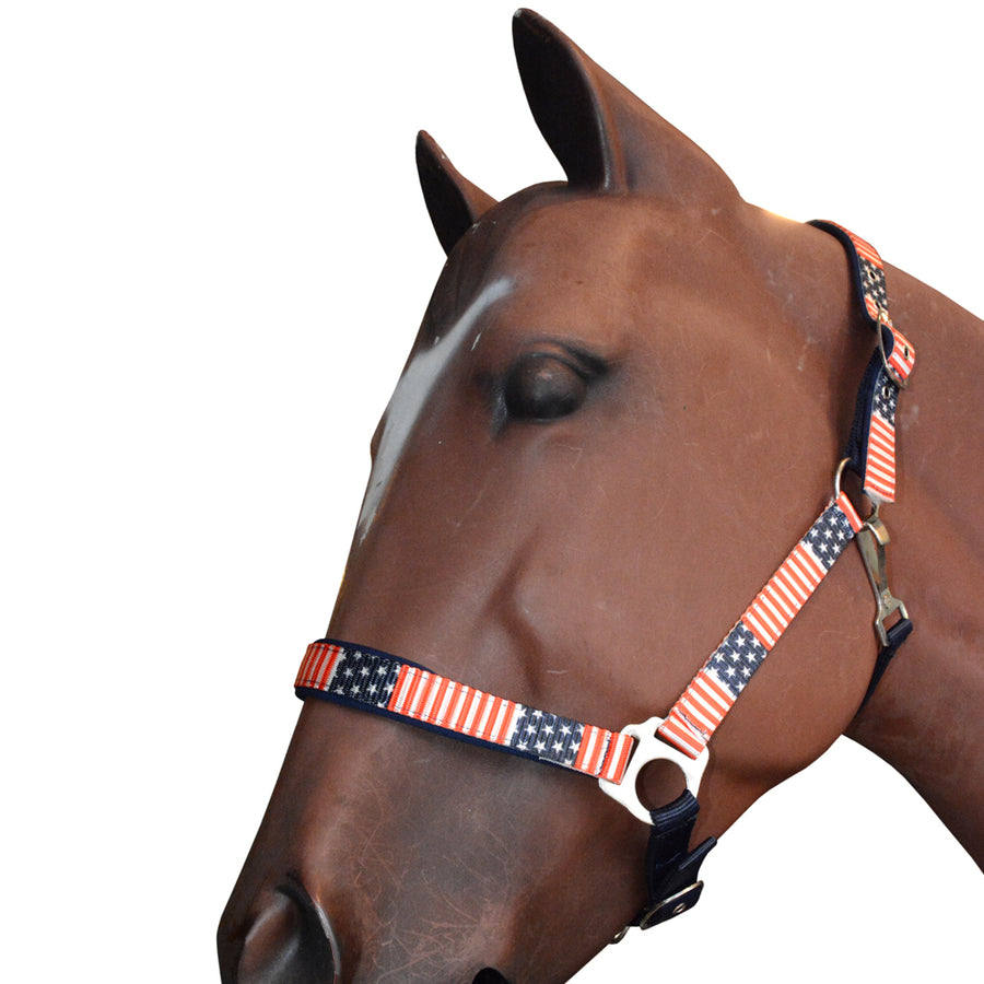 Hilason 1 Inch Fully Adjustable Halter US Flag Polyester - Uhorse