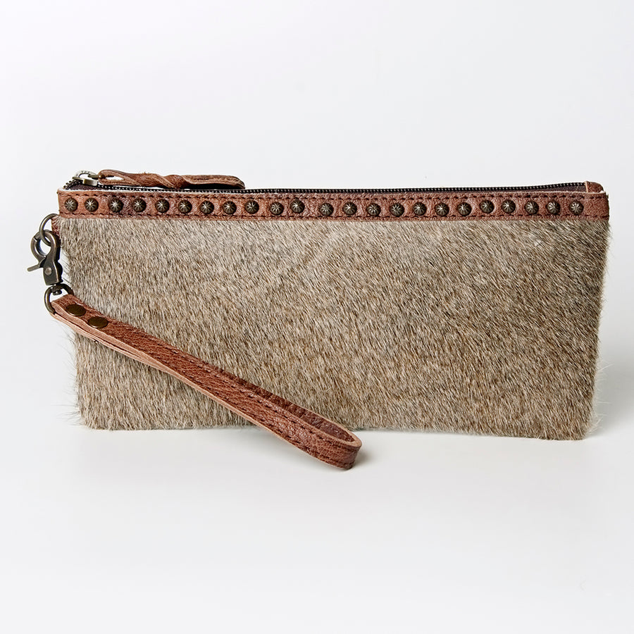 American Darling Wristlet Bag Handcrafted from Floral Embossed Damascus Genuine Leather with YKK Zipper and Wrist Strap