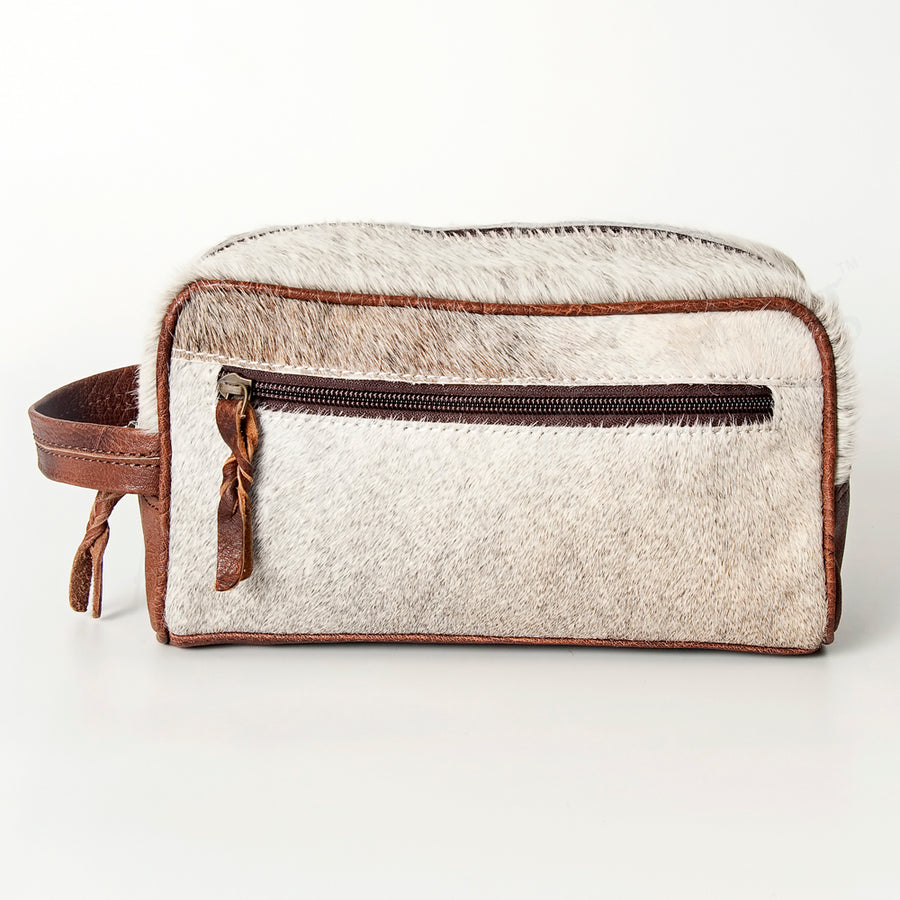 American Darling Toiletry Bag Handcrafted from Hair-On Cowhide and Genuine Leather with YKK Zipper and Large Capacity