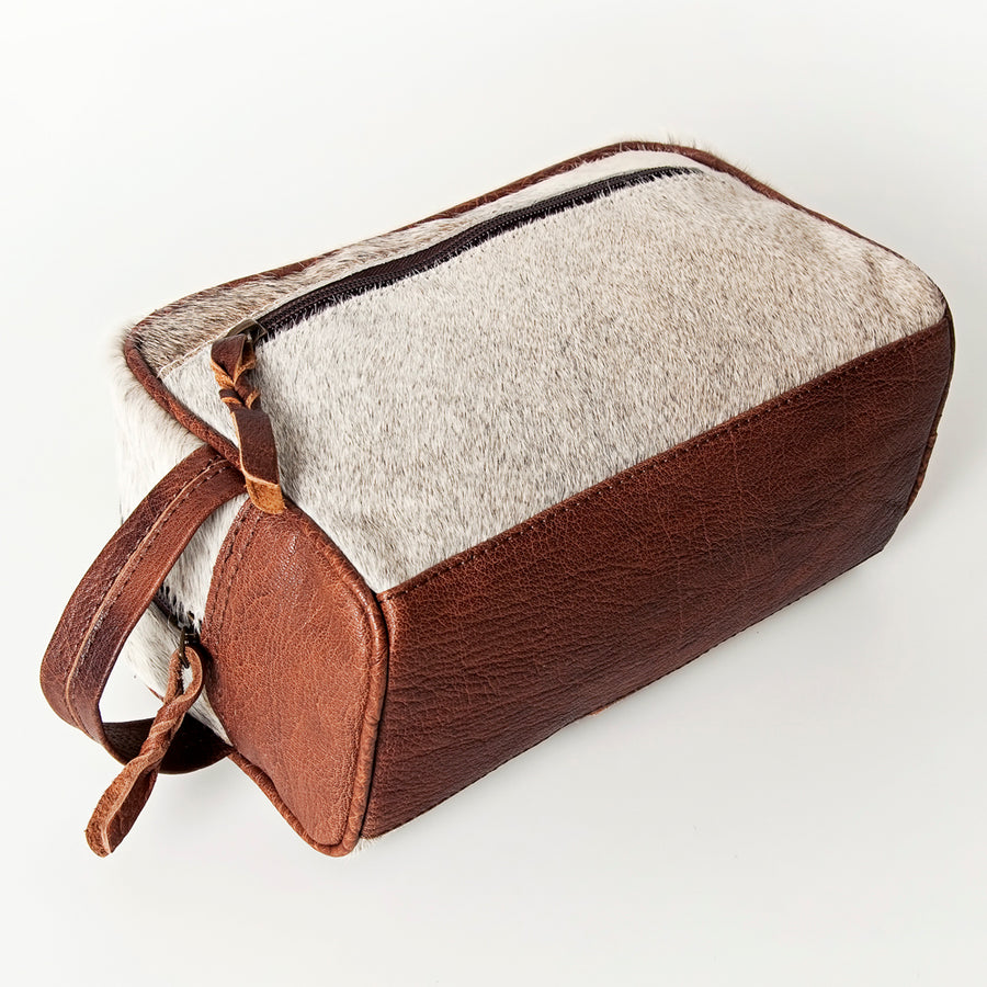 American Darling Toiletry Bag Handcrafted from Hair-On Cowhide and Genuine Leather with YKK Zipper and Large Capacity