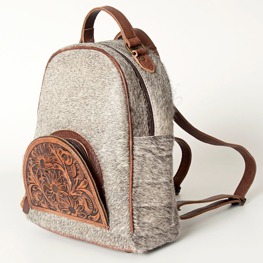 American Darling Backpack Hand Tooled Hair on Genuine Leather Western Women Bag | for Laptop School Purse Travel - Uhorse