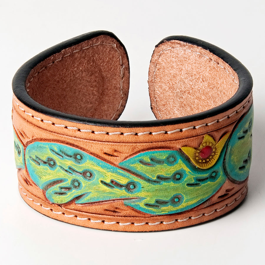 American Darling ADBRF153 Hand tooled carved Genuine Leather Bracelet by Hilason – Cowboy and equestrian accessories