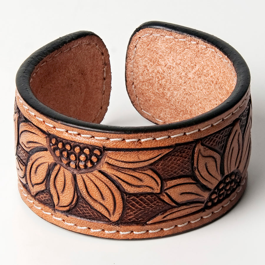 American Darling ADBRF156 Hand tooled carved Genuine Leather Bracelet by Hilason – Cowboy and equestrian accessories