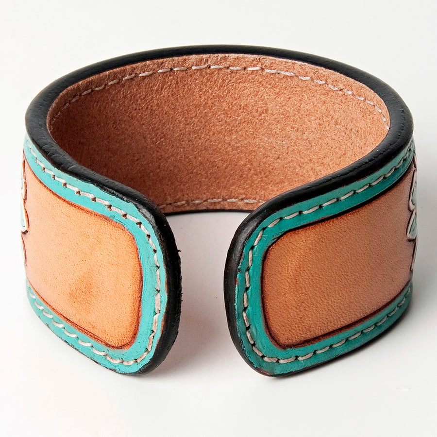 American Darling Bracelet Hand Tooled Carved Genuine Leather Women | Handmade Western Rustic