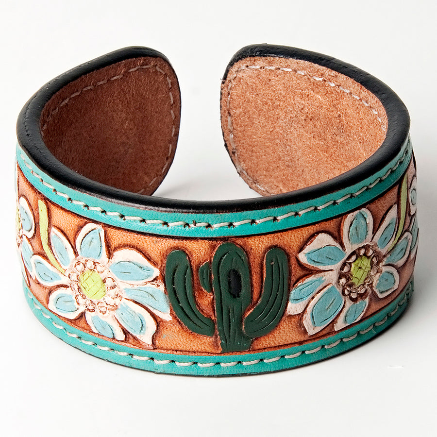 American Darling ADBRF158 Hand tooled carved Genuine Leather Bracelet by Hilason – Cowboy and equestrian accessories