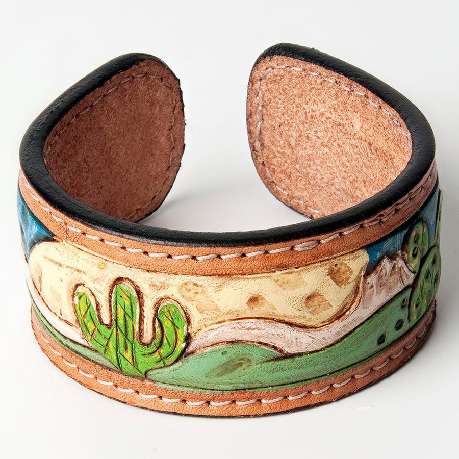American Darling ADBRF159 Hand tooled carved Genuine Leather Bracelet by Hilason – Cowboy and equestrian accessories