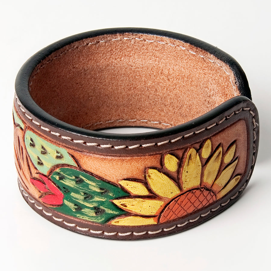 American Darling Bracelet Hand Tooled Carved Genuine Leather Women | Handmade Western Rustic