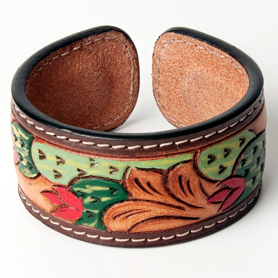 American Darling ADBRF160 Hand tooled carved Genuine Leather Bracelet by Hilason – Cowboy and equestrian accessories